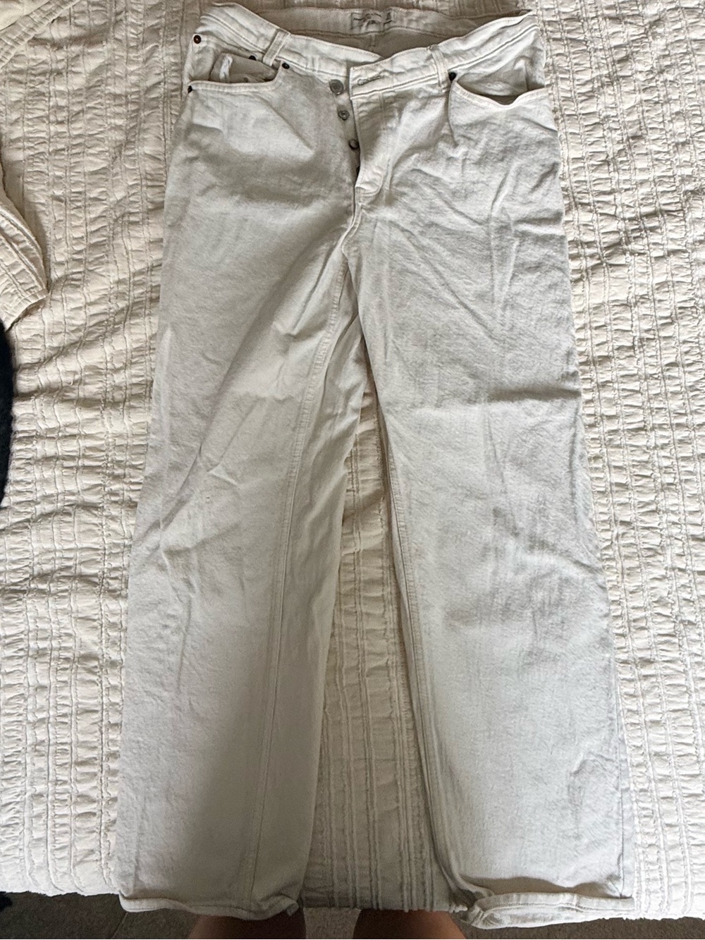 Abercrombie & Fitch Light Gray Wide-Leg Jeans